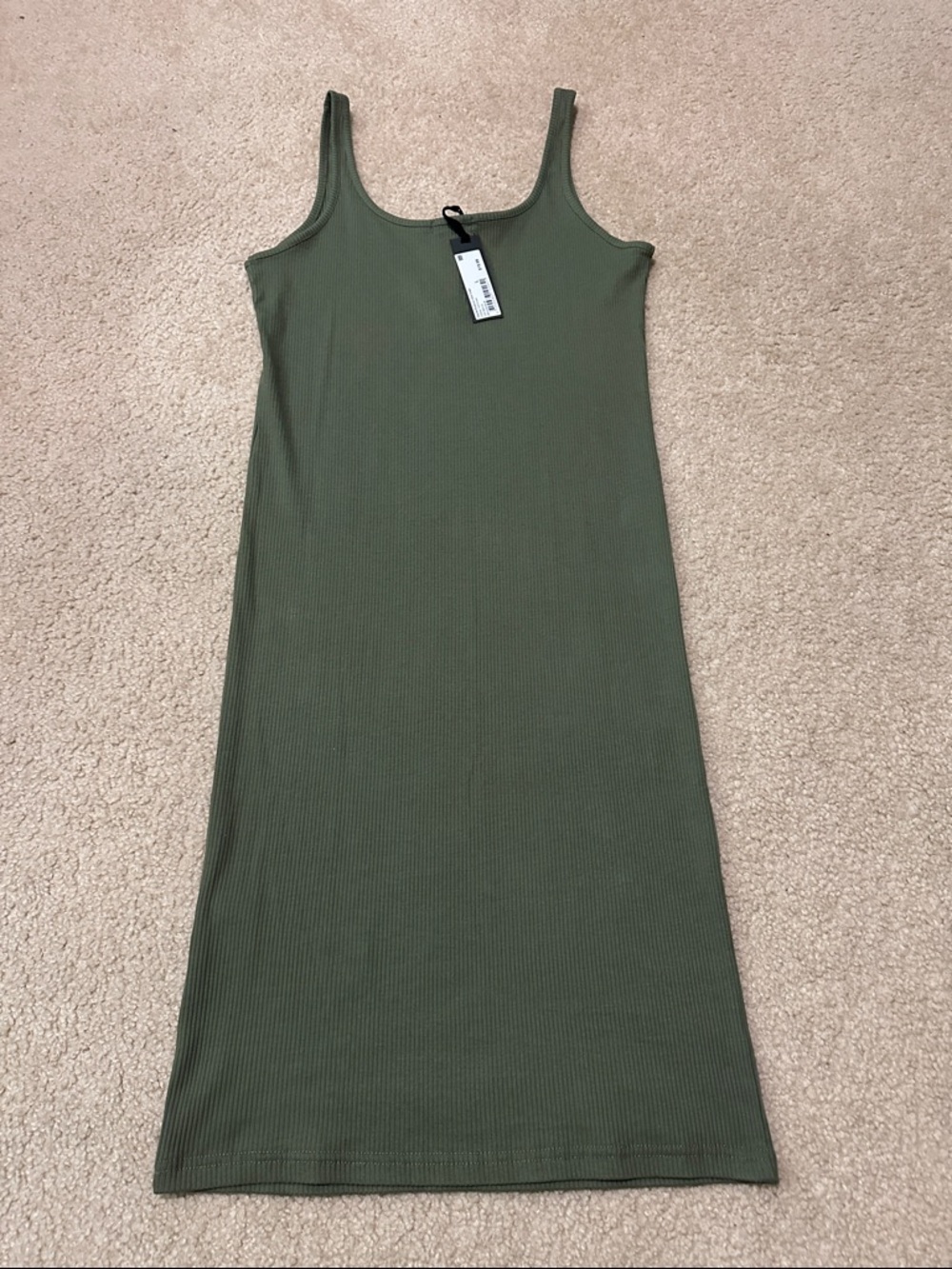 Cotton On Olive Ribbed Tank Bodycon Midi Dress - Picture 10 of 10